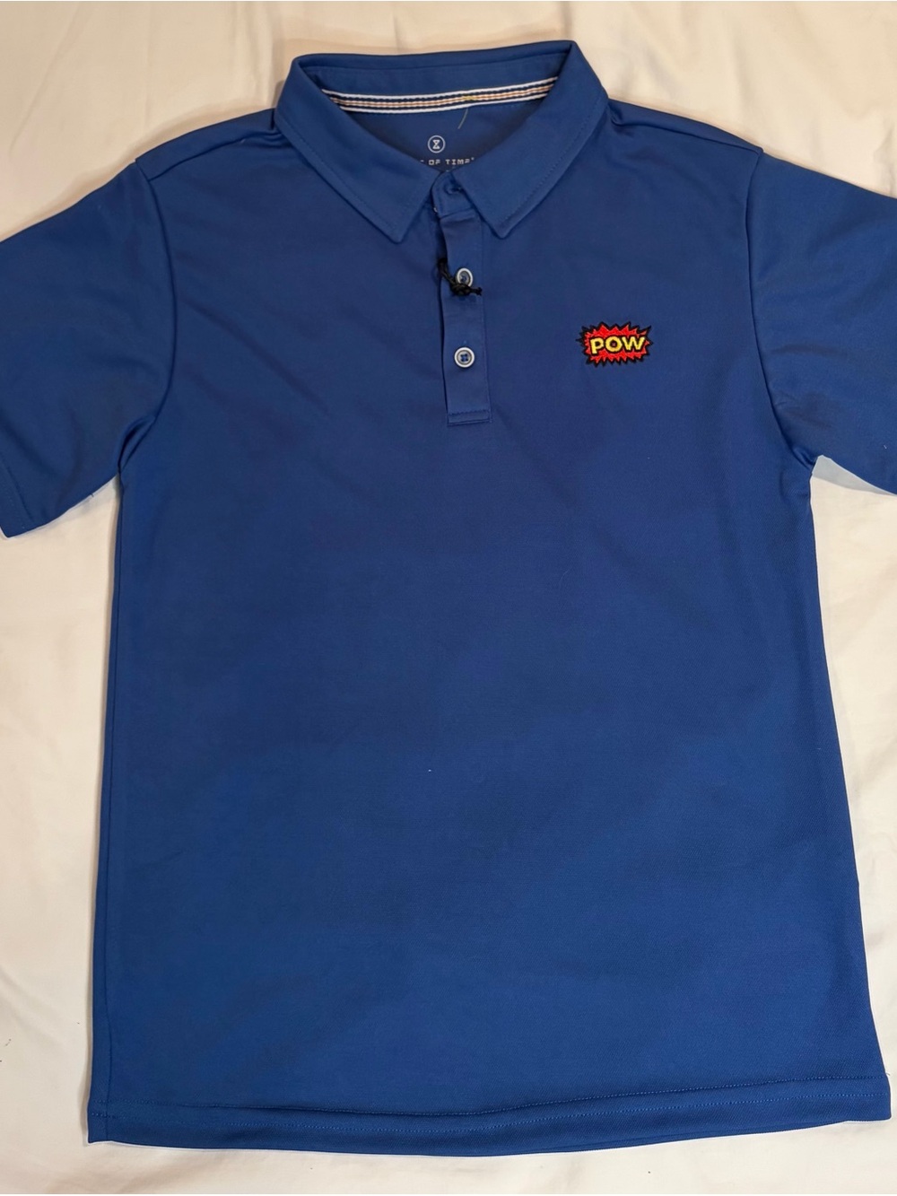 Test of Time Boys 10/12 Medium Blue POW Embroidered Polo Shirt NWT